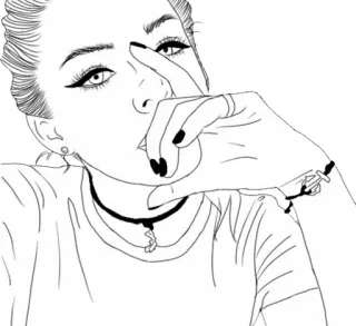 🤔 girl, illustration, woman, drawing, sketch, artwork whatsapp sticker