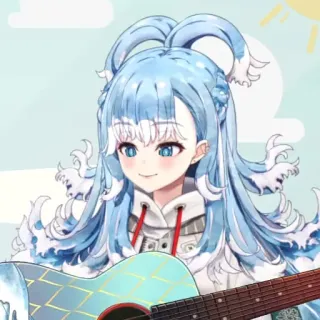 💧 Kobo Kanaeru vtuber, 动漫, 女性, 偶像, kobo, kanaeru, 吉他 telegram sticker