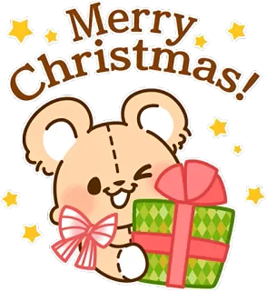 🎁 Merry Christmas! 圣诞节, 熊, 礼物, 节日, 假日, 庆祝, 卡通, 可爱, 贴纸 telegram sticker