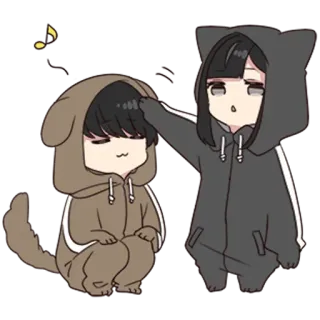 🏹 อนิเมะ, คู่รัก, น่ารัก, คาวาอิ, ลูบ, เสื้อฮู้ด telegram sticker
