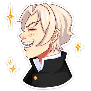 😁 Anime, Personaje, Sonriendo, Uniforme, Brillos, Pelo rubio telegram sticker