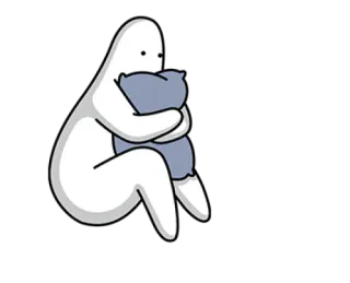 🌫 грустный, объятия, одинокий, мультяшный, персонаж, эмоциональный, одиночество whatsapp sticker