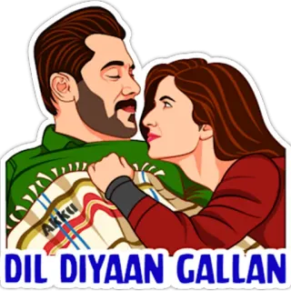😍 DIL DIYAAN GALLAN pareja, amor, romance, dibujos animados, indio, bollywood telegram sticker