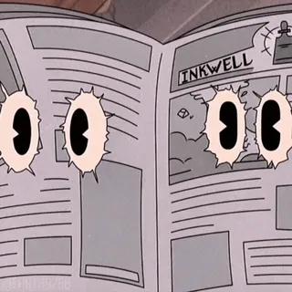 😐 INKWELL journal, trous, impacts de balle, encrier, dessin animé, papier whatsapp sticker
