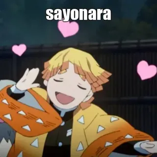 🙂 Zenitsu Agatsuma Demon Slayer sayonara Anime, Sayonara, Karakter, Hati, Lucu telegram sticker