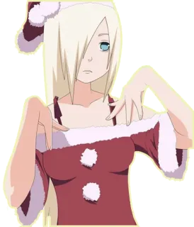 😕 Yamanaka Ino Naruto 애니메이션, 만화, 여자, 여성, 크리스마스, 휴일, 팬아트 telegram sticker