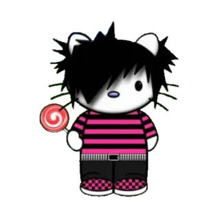 👩‍🎤 Hello Kitty emo, hello kitty, lollipop, cartoon, cute telegram sticker