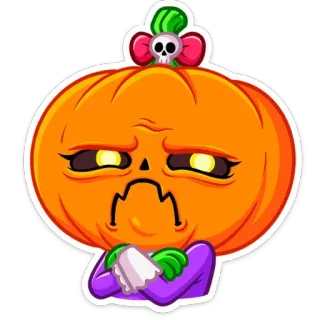 ☹️ zucca, halloween, spaventoso, carino, personaggio, cartone animato, festivo, autunno telegram sticker