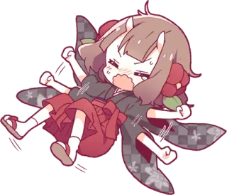 😫 Anime, Chibi, Niedlich, Kimono, Blume, Wütend whatsapp sticker