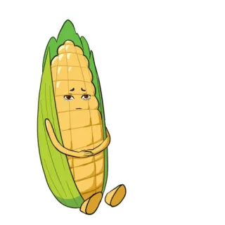 😢 Mais, Vegetale, Cibo, Cartone animato, Triste, Carino whatsapp sticker