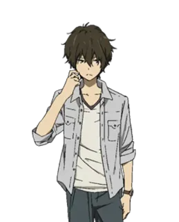 🤔 Anime, Maschio, Personaggio, Castano, Casual, Adolescente telegram sticker