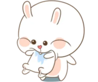 😚 кролик, милый, животное, мультфильм, наклейка telegram sticker