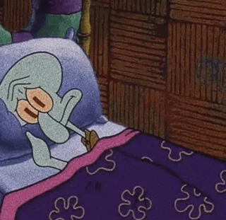 💎 Squidward SpongeBob SquarePants Squiddi, letto, assonnato, cartone animato, SpongeBob telegram sticker