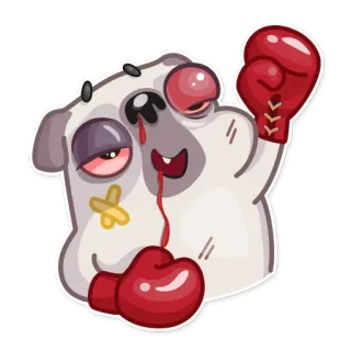 👊 chien, boxe, sang, violence, yeux rouges, blessé whatsapp sticker