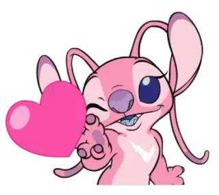 💗 Angel Lilo & Stitch นางฟ้า, สีชมพู, หัวใจ, น่ารัก, การ์ตูน, ความรัก whatsapp sticker