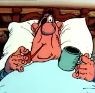 🚬 desenho animado, pirata, cama, manhã, café telegram sticker