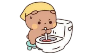 🫖 desatascador, inodoro, dibujos animados, personaje, fontanería, baño telegram sticker