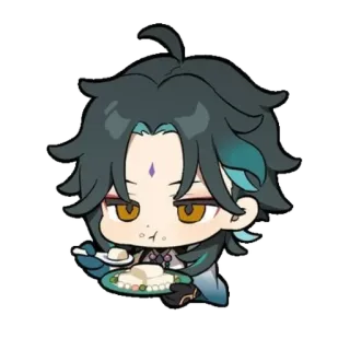 🦚 Xiao Genshin Impact Anime, Spiel, XiaoGenshin, GenshinImpact, Chibi telegram sticker