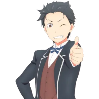 😉 Subaru Natsuki Re:Zero − Starting Life in Another World anime, thumbs up, re zero, cheerful, character whatsapp sticker