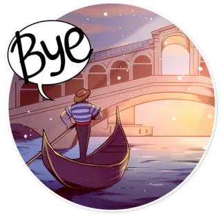 👋 Bye thuyền gondola, Venice, tạm biệt, chia tay, hoạt hình, du lịch, Ý telegram sticker