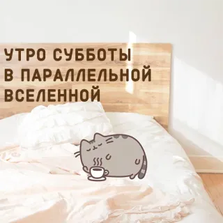 🏙 Pusheen УТРО СУББОТЫ
В ПАРАЛЛЕЛЬНОЙ
ВСЕЛЕННОЙ кот, Pusheen, кофе, утро, выходные, параллельная вселенная, милый, мультфильм whatsapp sticker