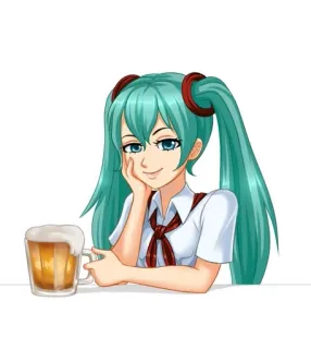 🍺 Hatsune Miku Anime, Chica, Cerveza, Hatsune Miku, Vocaloid telegram sticker