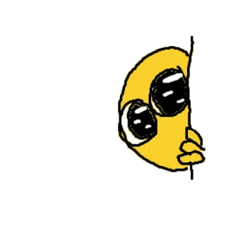 👀 emoji, amarelo, espreitando, fofo, desenho animado telegram sticker
