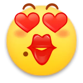 😍 emoji, miłość, oczy w serca, pocałunek, twarz telegram sticker