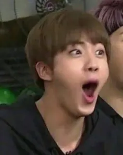 😚 Jin K-pop, singer, funny face, meme, shocked, surprise, BTS, Jin telegram sticker