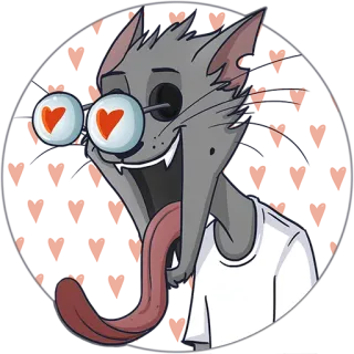 😍 cat, cartoon, heart glasses, tongue, eyes, funny, animal whatsapp sticker