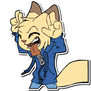 😝 卡通, 动物, 角色, 傻, 舌头, 手势 telegram sticker