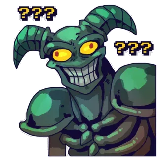 ❓ ??? monstro, demônio, desenho animado, criatura, fantasia, mal, pergunta, exclamação telegram sticker