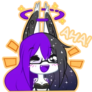 🤓 AHA! Anime, Dibujo animado, Personaje, Lindo, Brillos, Gafas, Guiño whatsapp sticker
