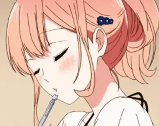 💗 Anime, Cô gái, Viết, Bút, Dễ thương, Đỏ mặt telegram sticker