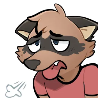 😞 guaxinim, desenho animado, exausto, cansado, animal, triste telegram sticker