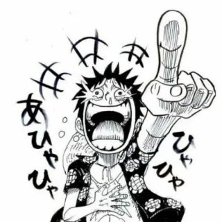 😂 Monkey D. Luffy One Piece anime, manga, eccitato, che ride, che indica, allegro telegram sticker