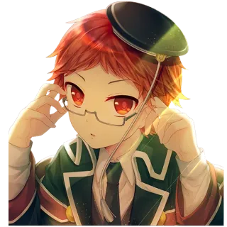 😎 Anime, Lunettes, cheveux roux, garçon, uniforme, personnage whatsapp sticker