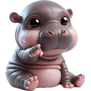 😢 hippo, baby hippo, animal, cute, crying, sad telegram sticker