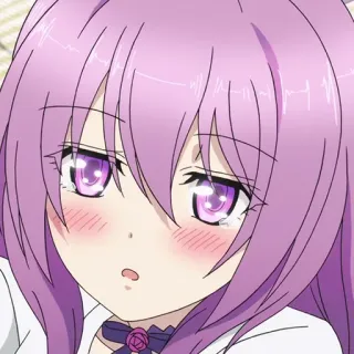 📉 Anime, Lucu, Gadis, Rambut ungu, Merona whatsapp sticker