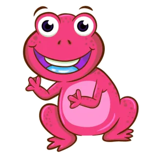 🐸 青蛙, 动物, 卡通, 粉色, 可爱, 快乐 telegram sticker