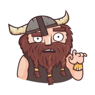 😦 Viking, Desenho animado, Capacete, Barba, Personagem, Engraçado, Antigo, Guerreiro whatsapp sticker