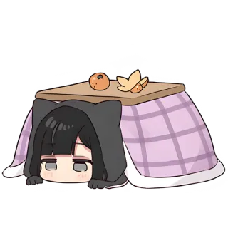 🥺 kotatsu, girl, anime, winter, kawaii, cute telegram sticker