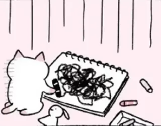 😭 Katze, Zeichnung, Skizze, süß, Cartoon, Tier telegram sticker