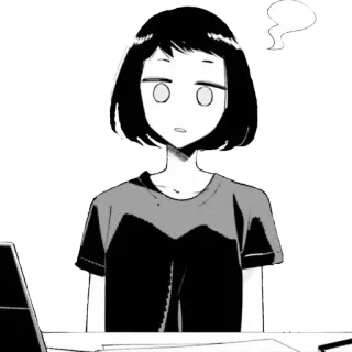 😕 Manga, Anime, Mujer, Expresión neutra, Personaje telegram sticker