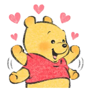 🧁 Winnie the Pooh 곰돌이 푸, 귀여운, 곰, 하트, 행복한, 만화 telegram sticker