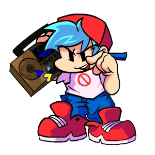⬅️ Boyfriend Friday Night Funkin' friday night funkin, boyfriend, personnage, jeu vidéo, musique, dessin animé whatsapp sticker