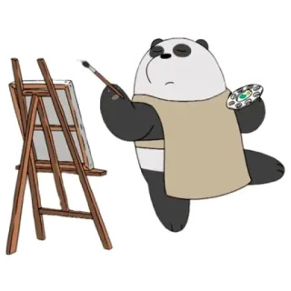 🖌 Panda We Bare Bears panda, bear, artist, painting, we bare bears, cartoon telegram sticker