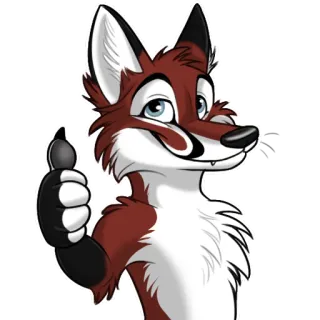 👍 raposa, desenho animado, polegar para cima, animal, peludo telegram sticker