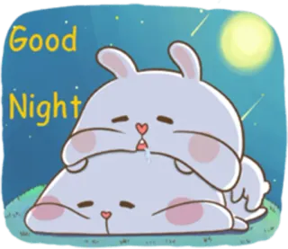 😴 Good Night good night, sleepy, rabbits, cute, moon, cartoon telegram sticker