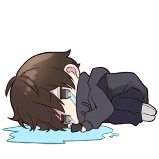 😭 crying, sad, tears, laying down, anime telegram sticker